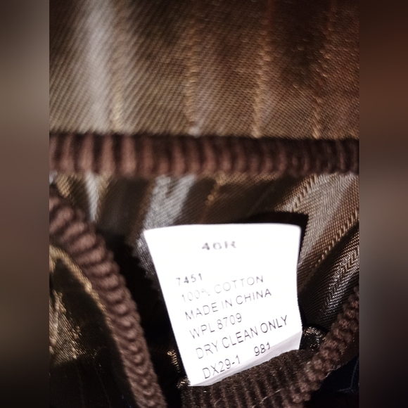 Dockers Blazer Mens 46R Corduroy Chocolate Brown Blazer Jacket Leather Buttons - Picture 8 of 13